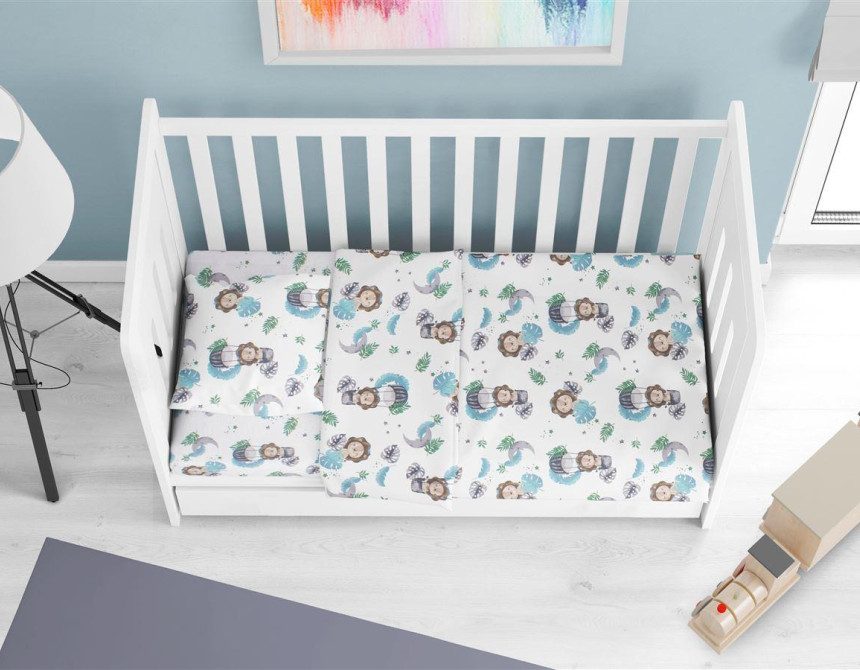 Κατωσέντονο Με Λάστιχο bebe Lion 533 0,70X1,40X0,15 Sky Blue 100% Cotton