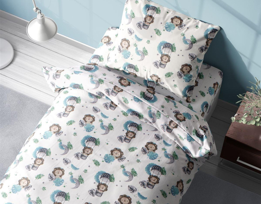 Σεντόνια Εμπριμέ Σετ 2 τεμ kids Lion 533 160X240 Sky Blue 100% Cotton