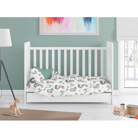 Παπλωματοθήκη Εμπριμέ bebe Lion 534 120X160 Green 100% Cotton