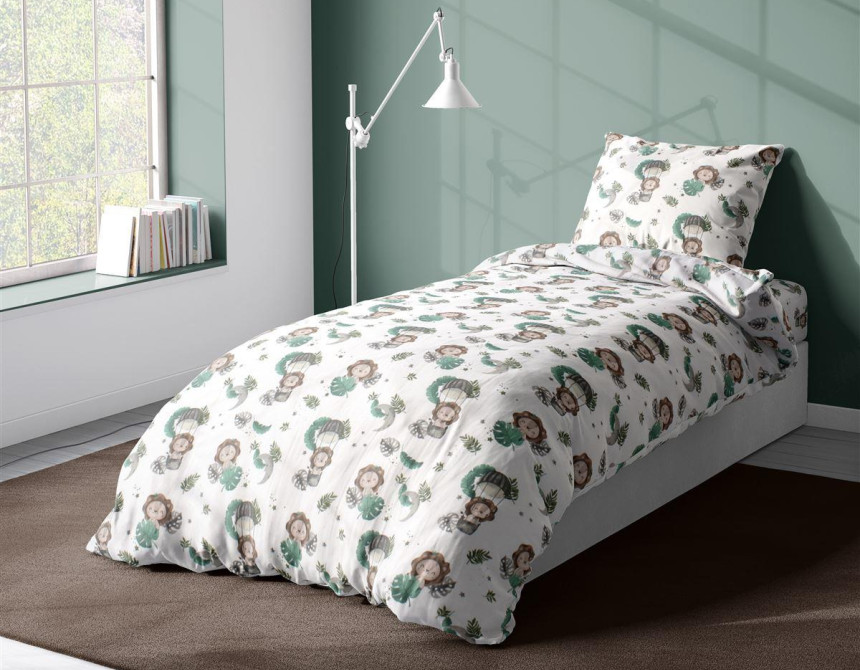 Παπλωματοθήκη Εμπριμέ kids Lion 534 160X240 Green 100% Cotton
