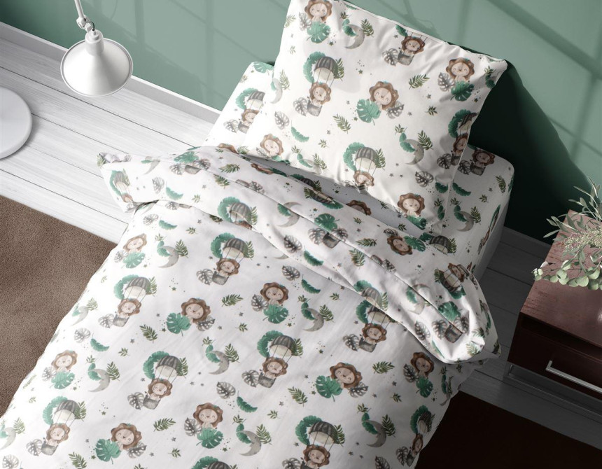 Σεντόνια Εμπριμέ Σετ 3 τεμ kids Lion 534 160X240 Green 100% Cotton