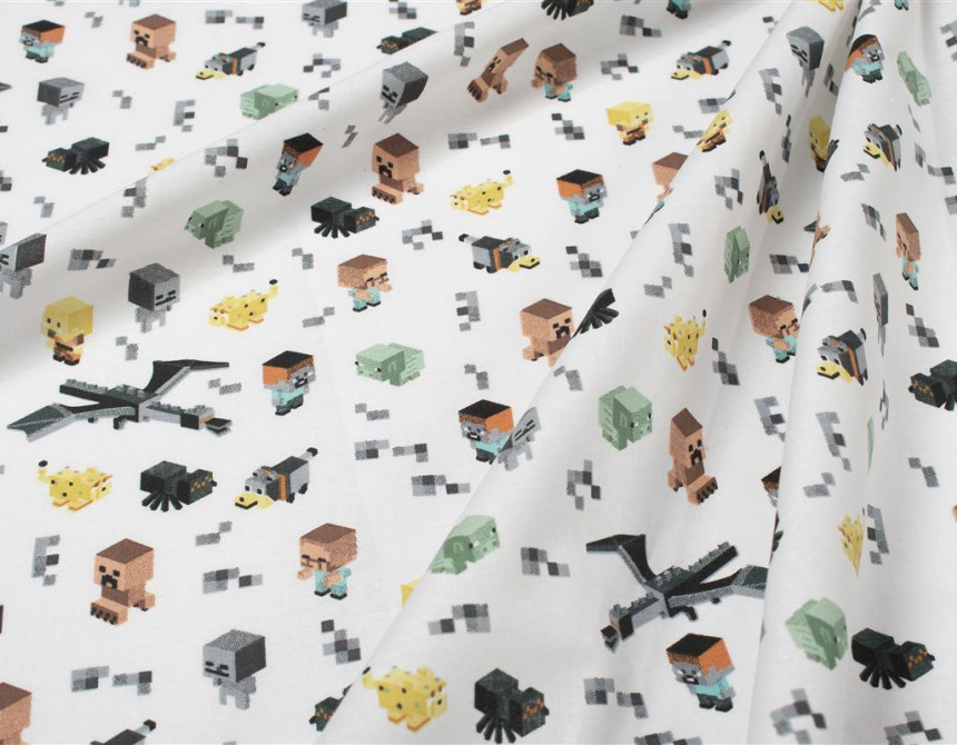 Σεντονάκι Λίκνου bebe Minecraft 566 80X110 White-Grey 100% Cotton