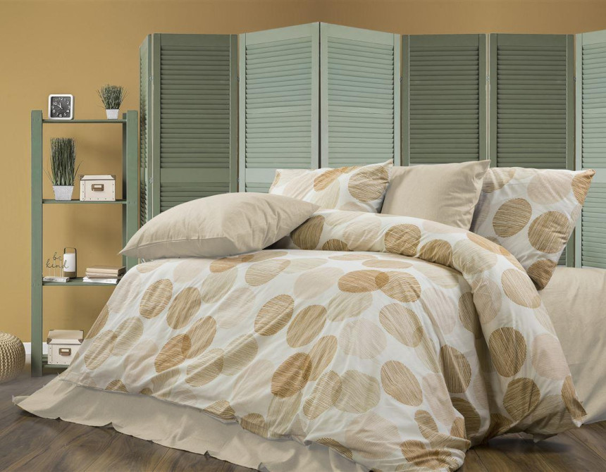 Παπλωματοθήκη Εμπριμέ Κοραλία 465 160X240 Beige 70/30 Cott/Pol