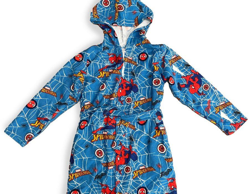 Μπουρνούζι Disney Home Spider-Man Sky Blue 100% Microfiber Dark Blue 3-4