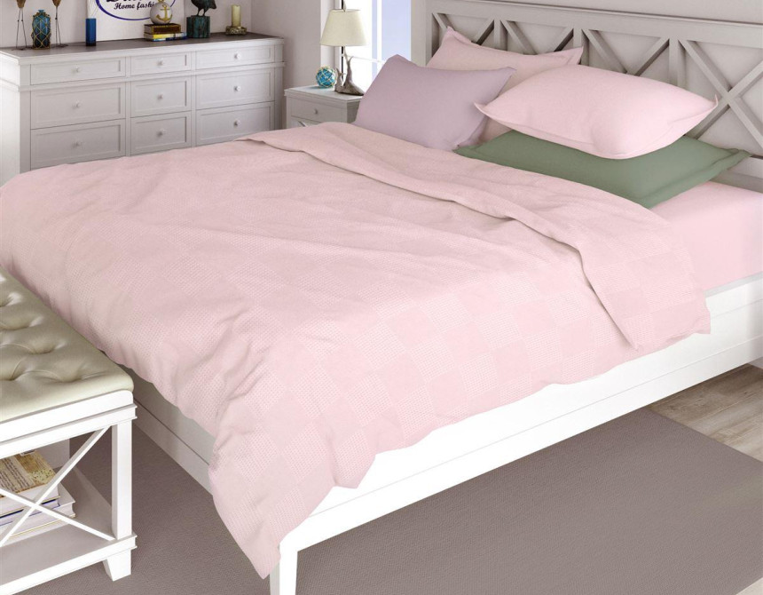 Κουβέρτα Πικέ Μονόχρωμη 165X250 Ροζ 100% Cotton