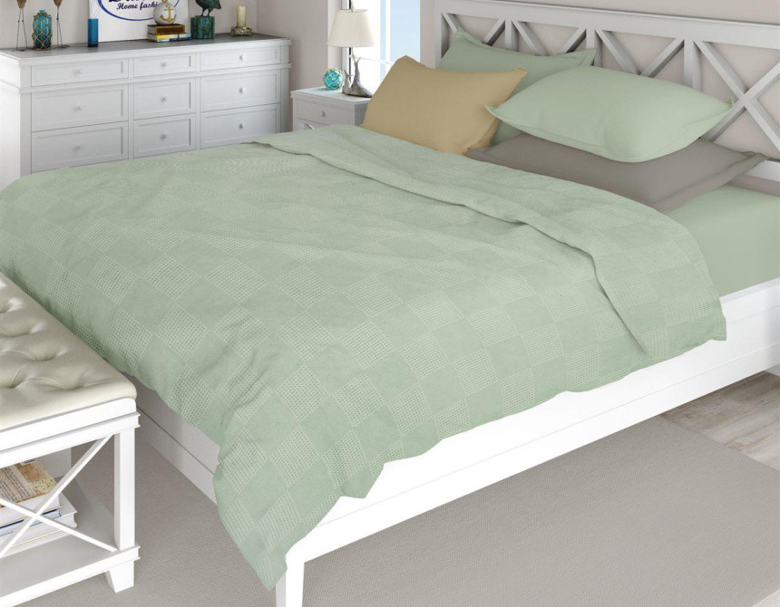Κουβέρτα Πικέ Μονόχρωμη 165X250 Φυστικί 100% Cotton