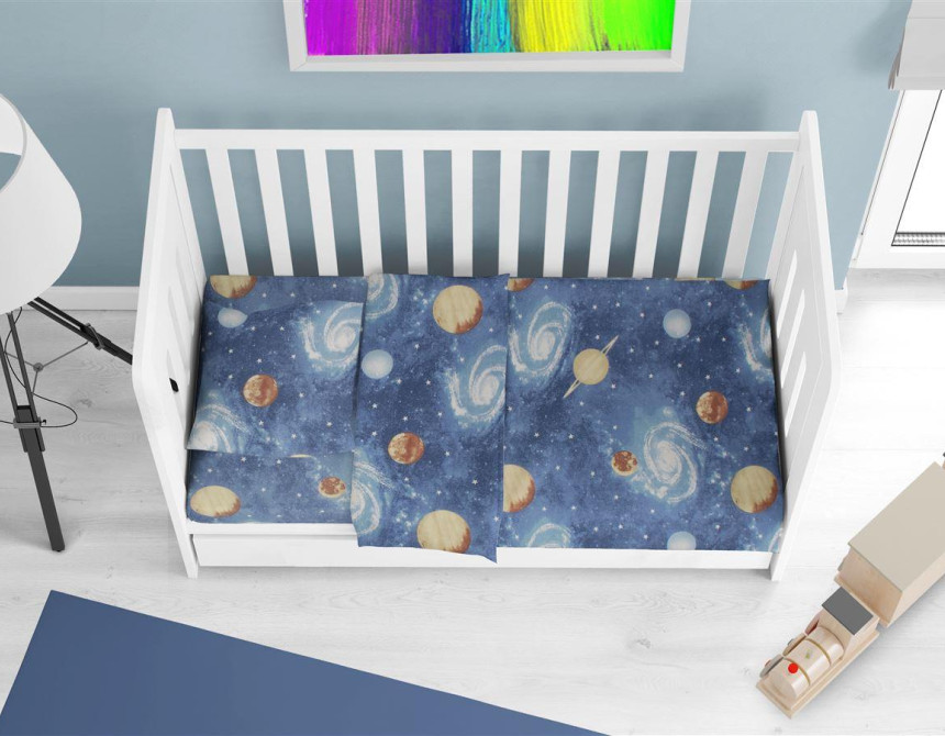 Κατωσέντονο Με Λάστιχο bebe Milky Way 185 0,70X1,40X0,15 Blue 100% Cotton