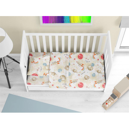 Κατωσέντονο Με Λάστιχο bebe Spaceship 186 0,70X1,40X0,15 Beige 100% Cotton