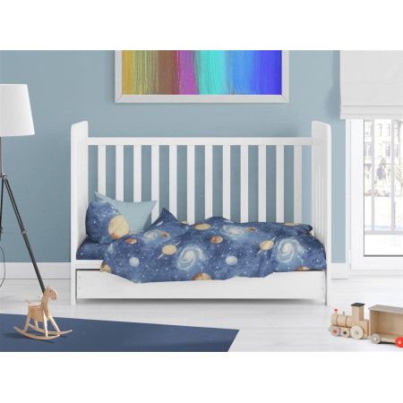 Παπλωματοθήκη Εμπριμέ bebe Milky Way 185 120X160 Blue 100% Cotton