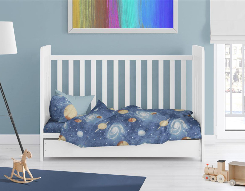 Παπλωματοθήκη Εμπριμέ bebe Milky Way 185 120X160 Blue 100% Cotton