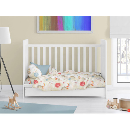 Παπλωματοθήκη Εμπριμέ bebe Spaceship 186 120X160 Beige 100% Cotton