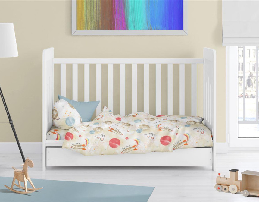 Παπλωματοθήκη Εμπριμέ bebe Spaceship 186 120X160 Beige 100% Cotton