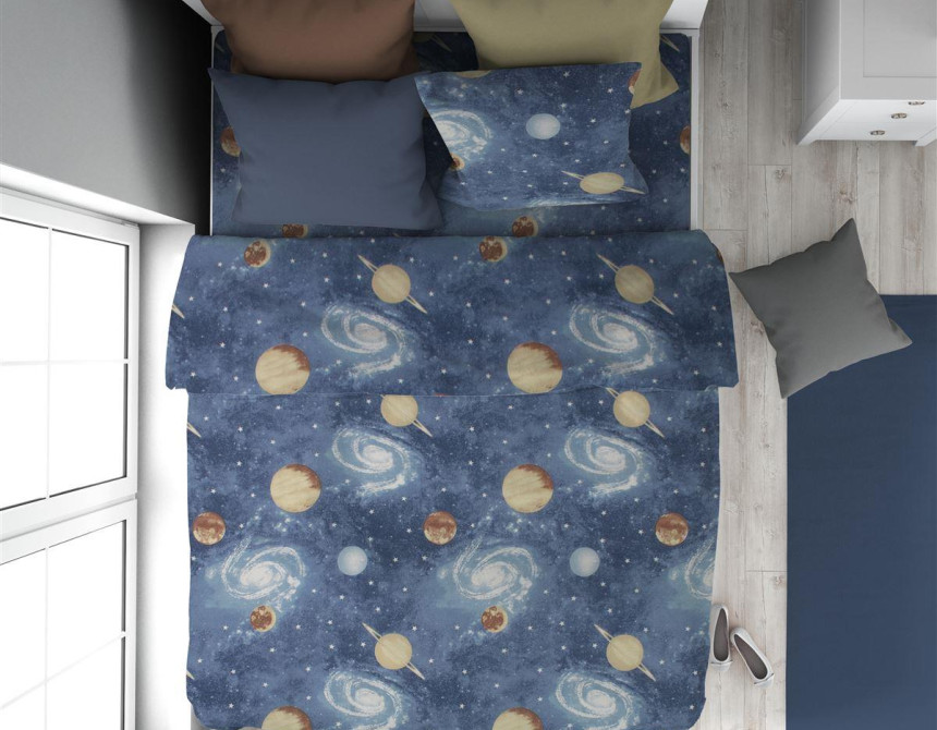 Παπλωματοθήκη Εμπριμέ kids Milky Way 185 160X240 Blue 100% Cotton