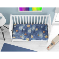 Σεντόνια Εμπριμέ Σετ 3 τεμ bebe Milky Way 185 120X160 Blue 100% Cotton