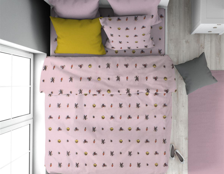 Παπλωματοθήκη Εμπριμέ kids Looney Tunes 39 160X240 Pink 100% Cotton Flannel