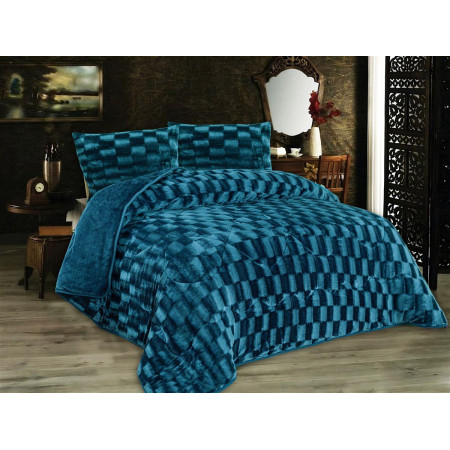 Κουβερτοπάπλωμα με εφέ Fleece 750 gsm 1940 Petrol 160X220 100% Polyester