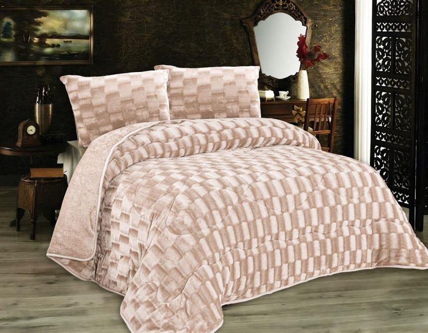 Κουβερτοπάπλωμα με εφέ Fleece 750 gsm 1940 Mocha 160X220 100% Polyester
