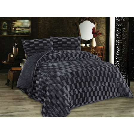 Κουβερτοπάπλωμα με εφέ Fleece 750 gsm 1940 Grey-Black 220Χ240 100% Polyester