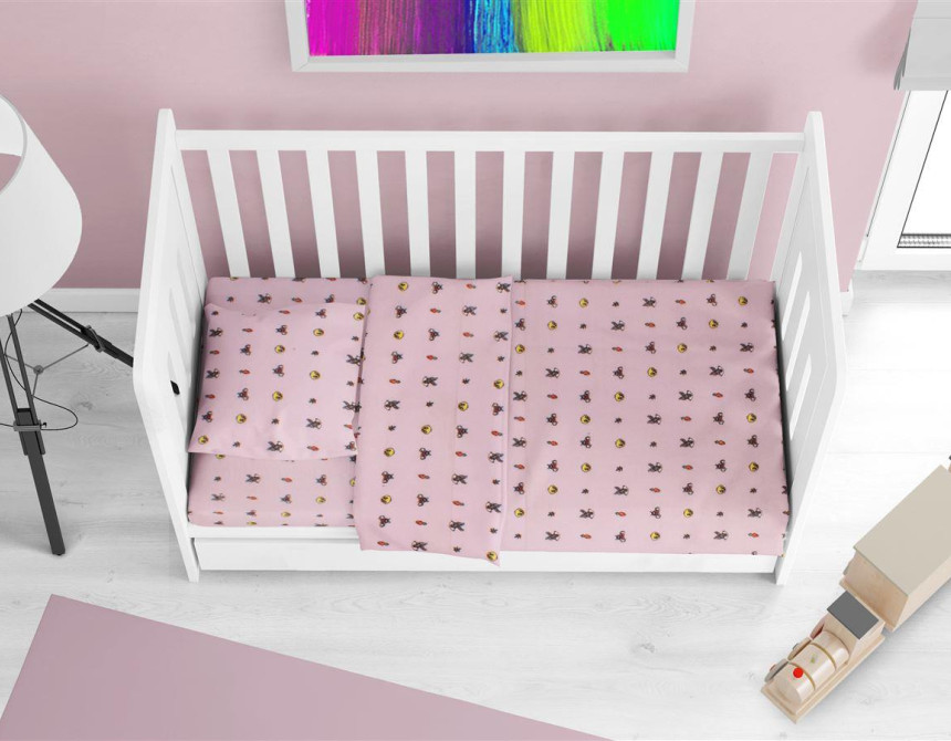 Σεντόνια Εμπριμέ Σετ 3 τεμ bebe Looney Tunes 39 120X160 Pink 100% Cotton Flannel