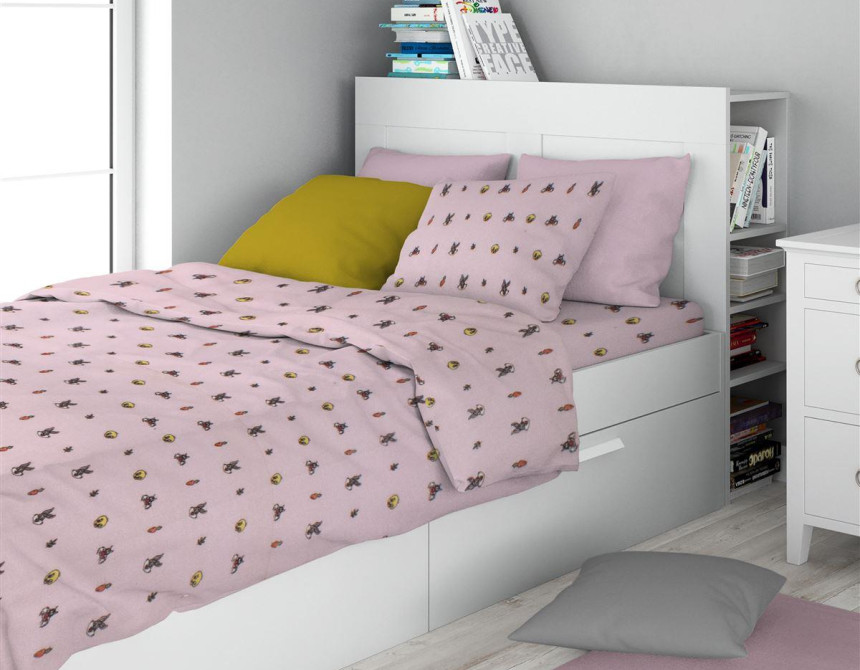 Σεντόνια Εμπριμέ Σετ 3 τεμ kids Looney Tunes 39 160X240 Pink 100% Cotton Flannel