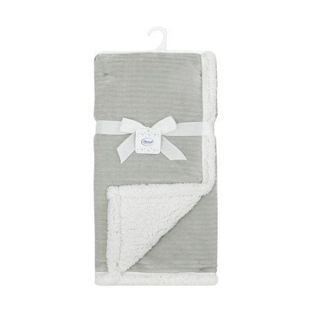Κουβέρτα Sherpa Cord bebe 420 gsm Ριγέ 10 75X100 Grey 100% Polyester