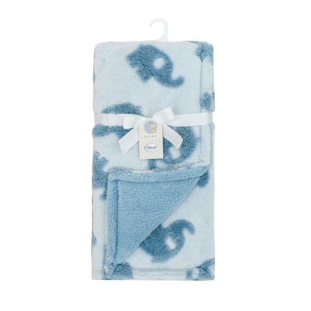 Κουβέρτα Sherpa Jacquard bebe 460 gsm Elephant 08 75X100 Sky Blue 100% Polyester