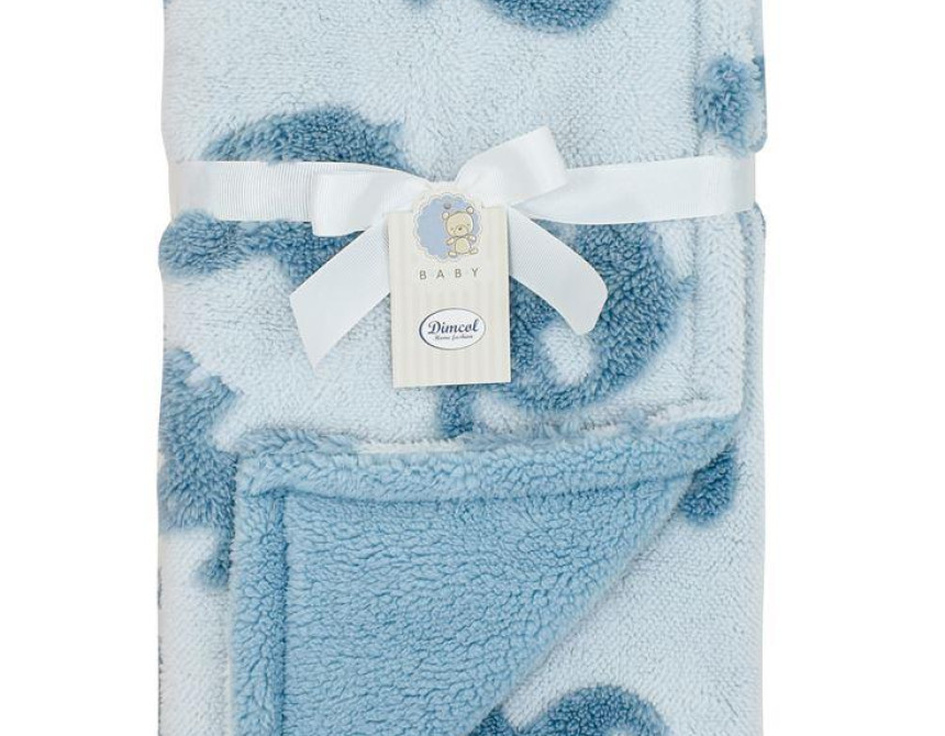 Κουβέρτα Sherpa Jacquard bebe 460 gsm Elephant 08 75X100 Sky Blue 100% Polyester