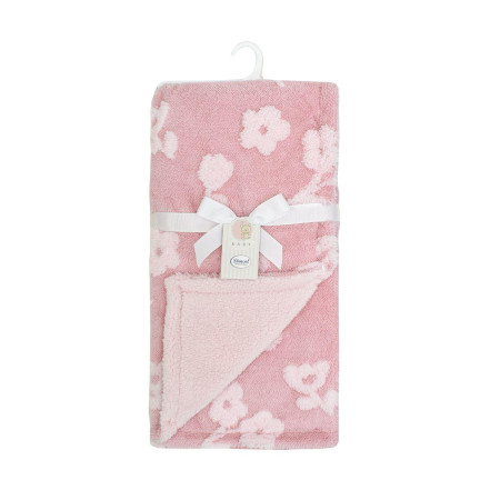 Κουβέρτα Sherpa Jacquard bebe 460 gsm Flower 09 75X100 Coral 100% Polyester