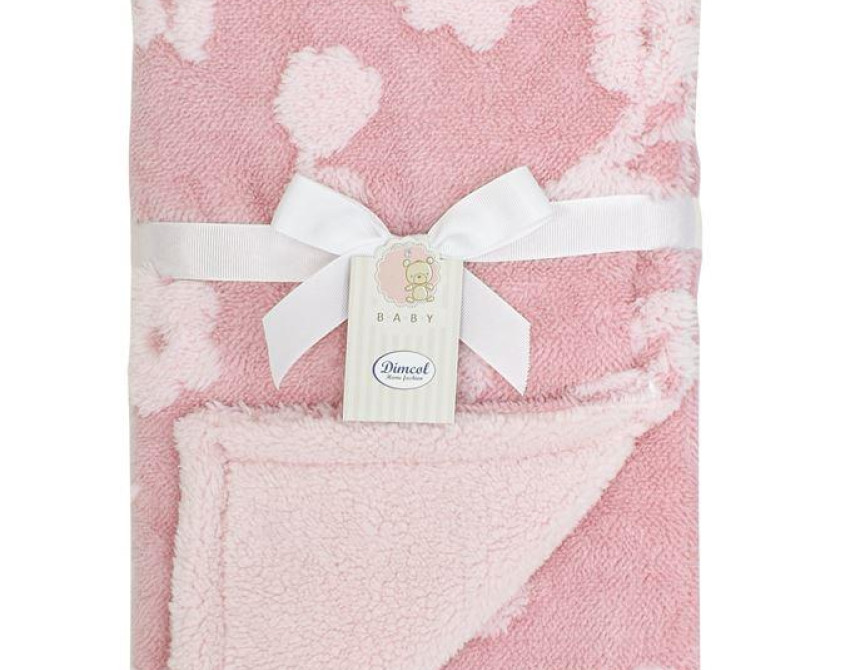 Κουβέρτα Sherpa Jacquard bebe 460 gsm Flower 09 75X100 Coral 100% Polyester