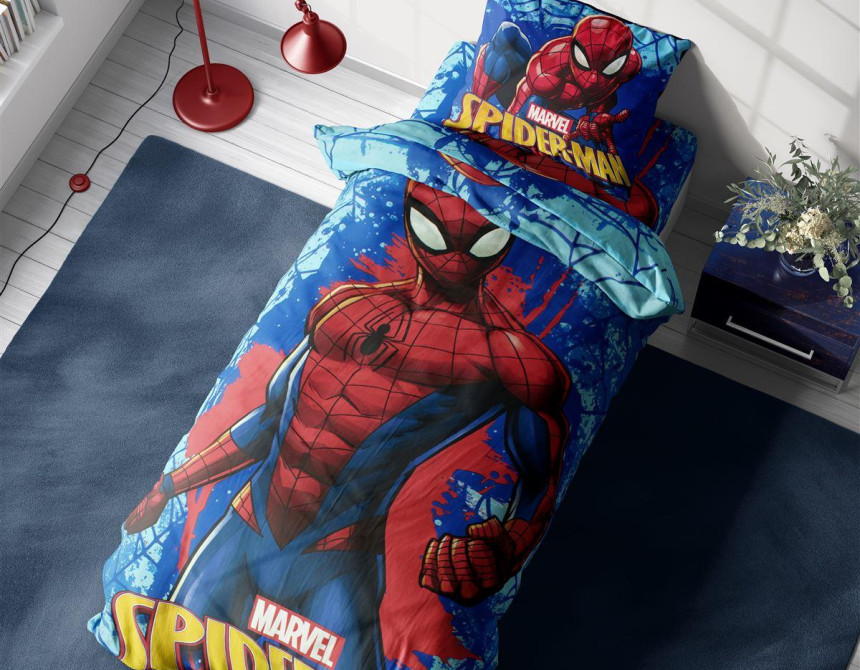 Σεντόνια Σετ 4 τεμ Marvel Spider-Man 714 160X240 Electric Blue 100% Cotton
