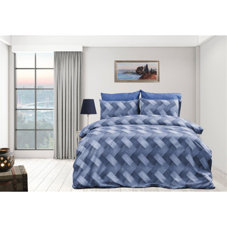Παπλωματοθήκη Εμπριμέ Αλκμήνη 454 220X240 Blue 70/30 Cott/Pol