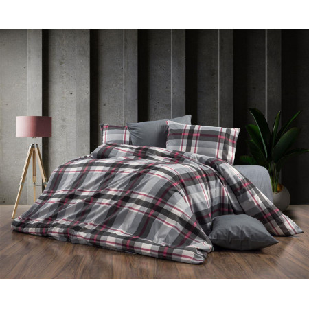 Σεντόνια Εμπριμέ Σετ 3 τεμ Εκάβη 424 160X240 Grey-Bordeaux 70/30 Cott/Pol