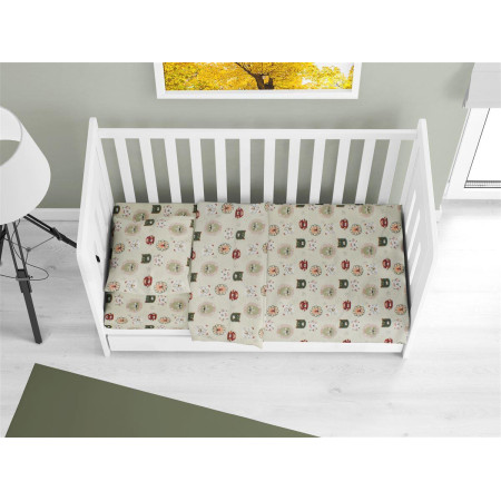 Κατωσέντονο Με Λάστιχο bebe Big Cats 27 0,70X1,40X0,15 Light Olive 100% Cotton