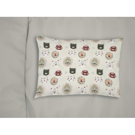 Μαξιλαροθήκη Εμπριμέ bebe Big Cats 27 35X45 Light Olive 100% Cotton