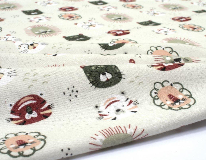 Πάνα Χασέ bebe Big Cats 27 80X80 Light Olive 100% Cotton