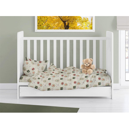 Παπλωματοθήκη Εμπριμέ bebe Big Cats 27 120X160 Light Olive 100% Cotton