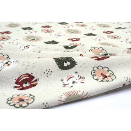 Σεντονάκι Λίκνου bebe Big Cats 27 80X110 Light Olive 100% Cotton