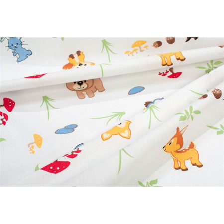 Πάνα Χασέ bebe Forest Animals 570 80X80 White-Sky Blue 100% Cotton