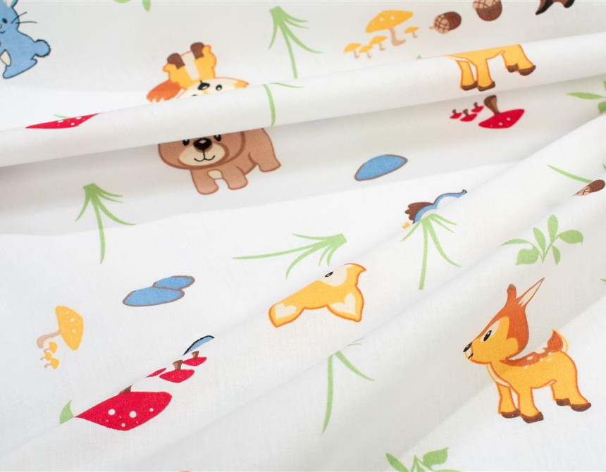 Πάνα Χασέ bebe Forest Animals 570 80X80 White-Sky Blue 100% Cotton