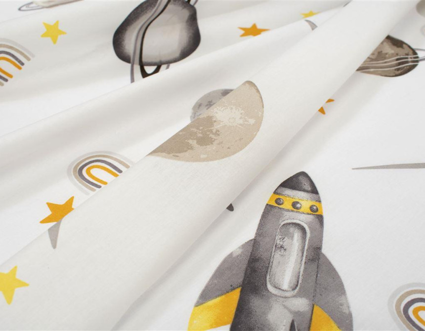 Σεντονάκι Λίκνου bebe Space Mission 183 80X110 White-Grey 100% Cotton