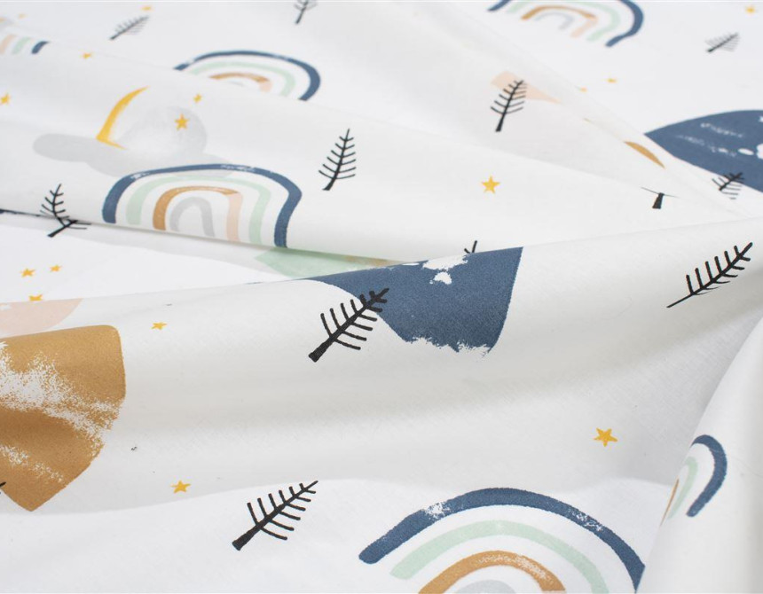 Σεντονάκι Λίκνου bebe Rainbow 574 80X110 White-Blue 100% Cotton