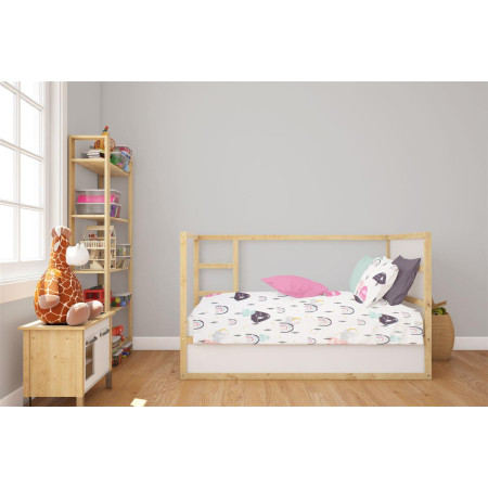 Κατωσέντονο Με Λάστιχο bebe Rainbow 575 0,70X1,40X0,15 White-Pink 100% Cotton