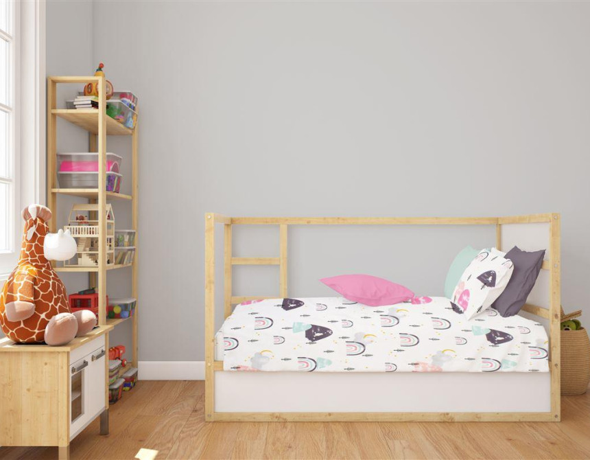 Κατωσέντονο Με Λάστιχο bebe Rainbow 575 0,70X1,40X0,15 White-Pink 100% Cotton