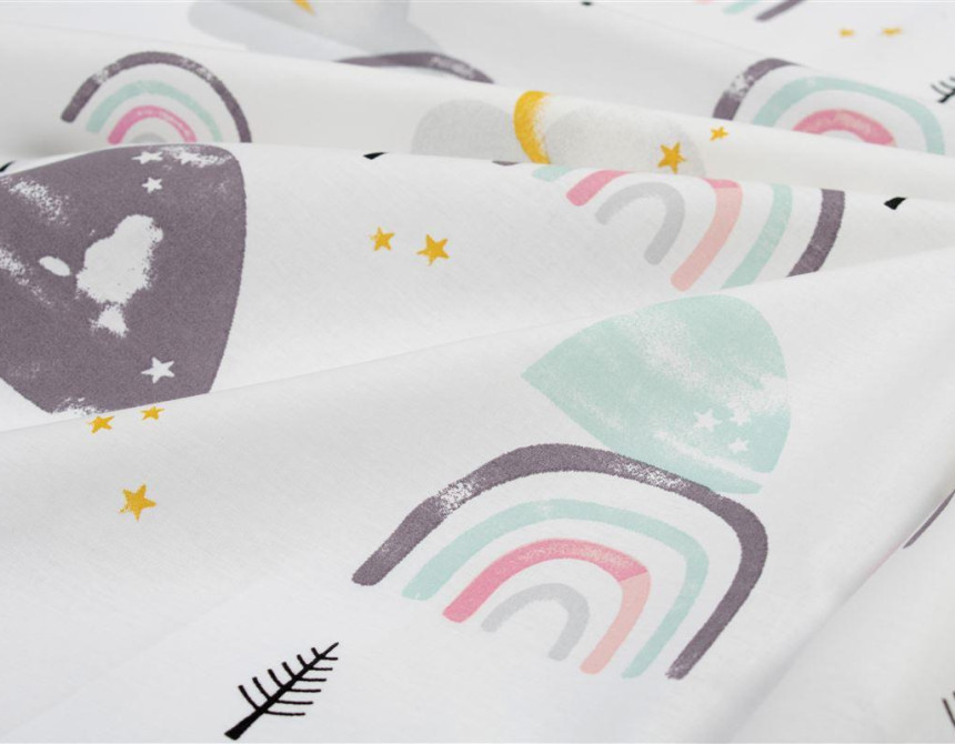 Πάνα Χασέ bebe Rainbow 575 80X80 White-Pink 100% Cotton