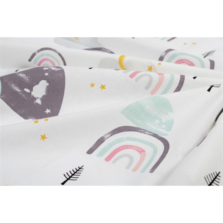 Σεντονάκι Λίκνου bebe Rainbow 575 80X110 White-Pink 100% Cotton
