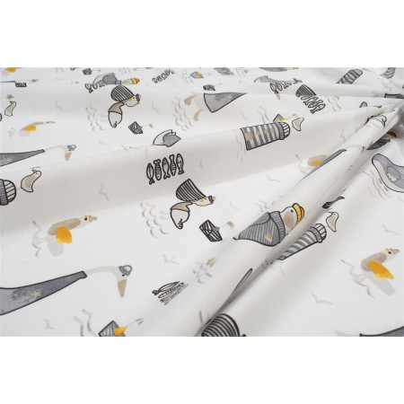 Πάνα Χασέ bebe Seabirds 578 80X80 White-Grey 100% Cotton
