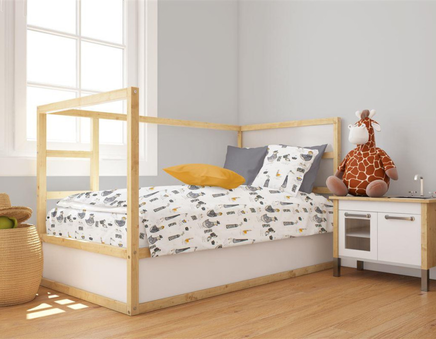 Παπλωματοθήκη Εμπριμέ bebe Seabirds 578 120X160 White-Grey 100% Cotton