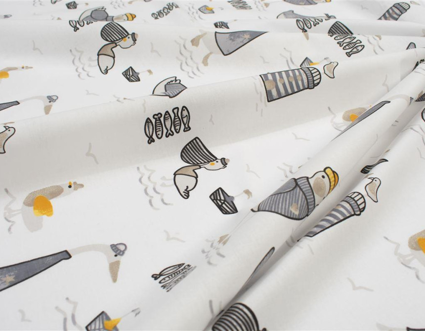 Σεντονάκι Λίκνου bebe Seabirds 578 80X110 White-Grey 100% Cotton