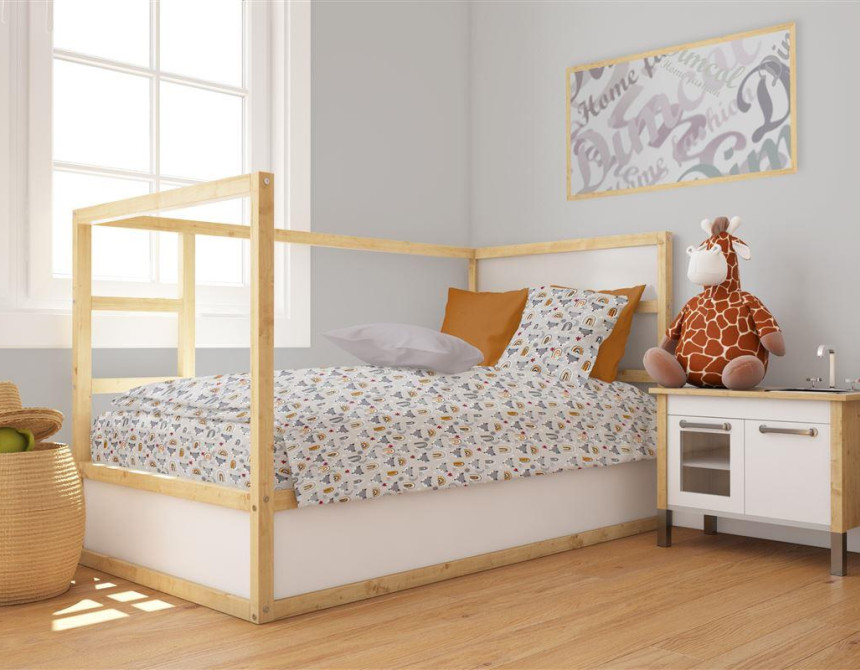 Παπλωματοθήκη Εμπριμέ bebe Fox 527 120X160 Grey 100% Cotton