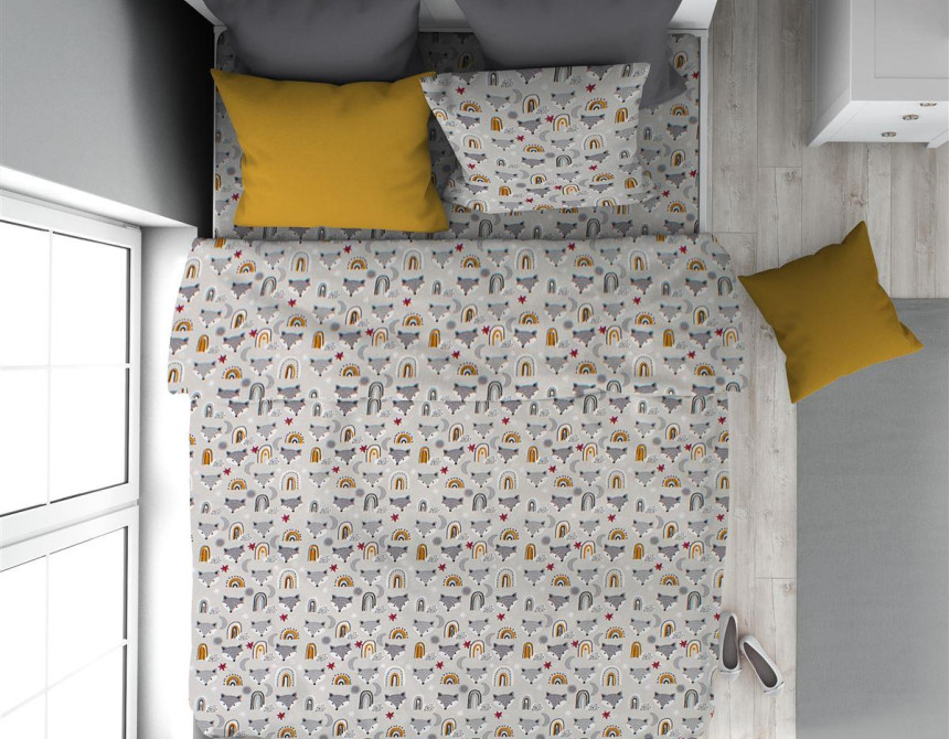 Παπλωματοθήκη Εμπριμέ kids Fox 527 160X240 Grey 100% Cotton